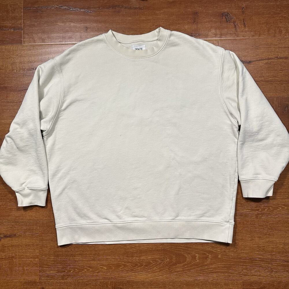 Mate The Label Crewneck Sweatshirt Womens M/L Ivory Oversized Sweater Organic